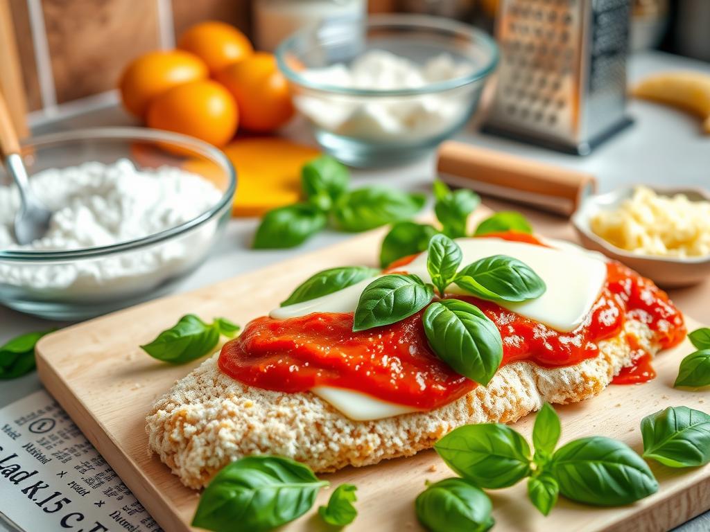 Assembling Chicken Parmigiana