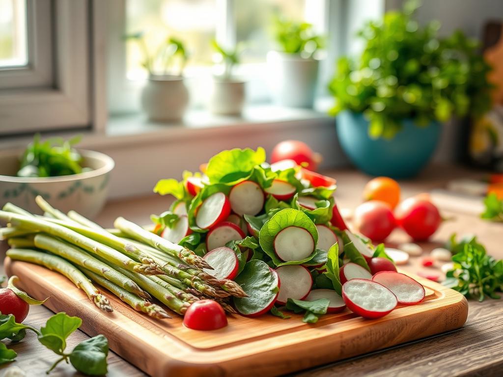 spring vegetable salad with asparagus