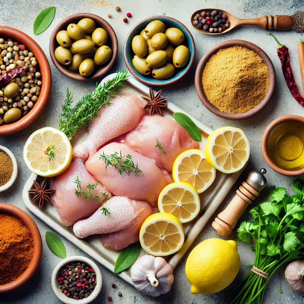 Ingredients for Moroccan Chicken Tajine